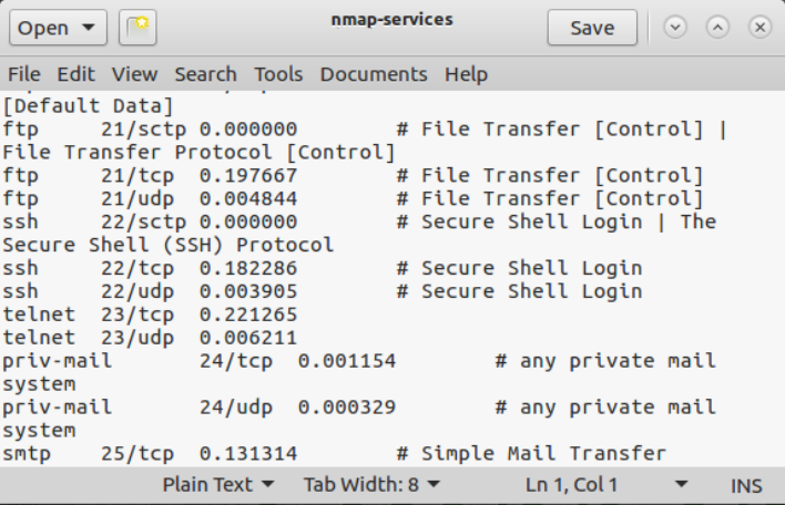 nmap-services file