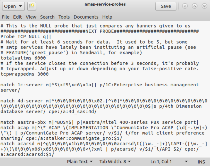 Contents of nmap-service-probes