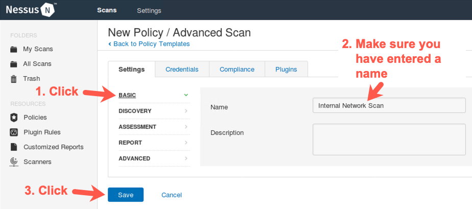 Saving your scan policy