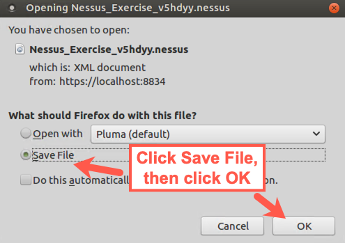 Saving exported scan