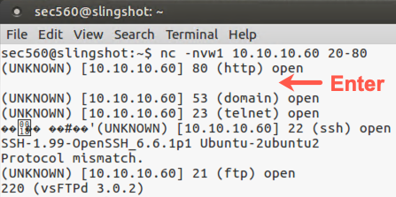 Banner grabbing with Netcat (No -z option)