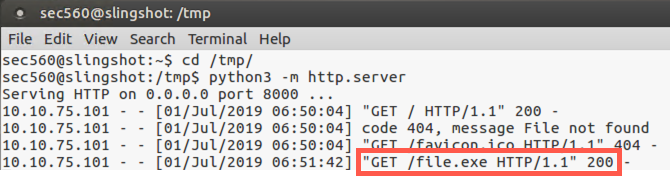 see incoming HTTP GET requests