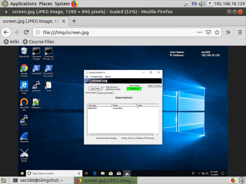 Meterpreter screenshot