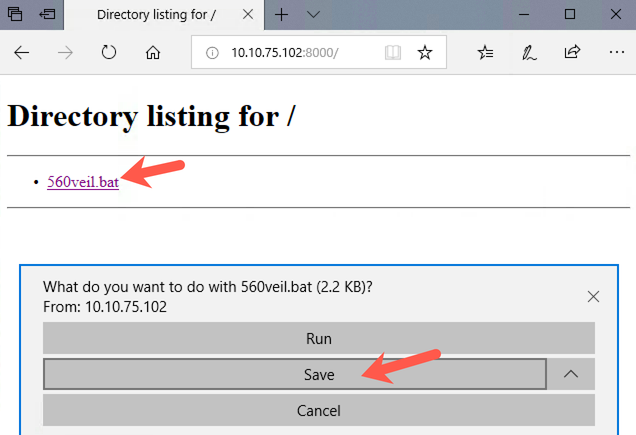 Downloading and saving .bat file