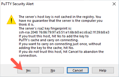 PuTTY security alert