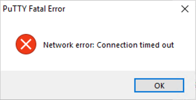 PuTTY timed out message