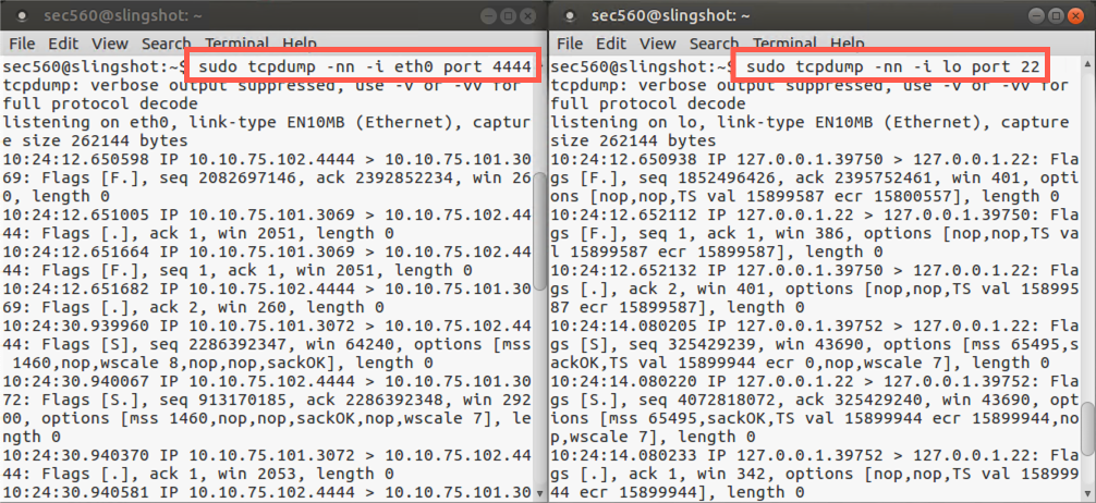 Sniffing with tcpdump