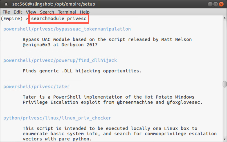 Empire searchmodule command