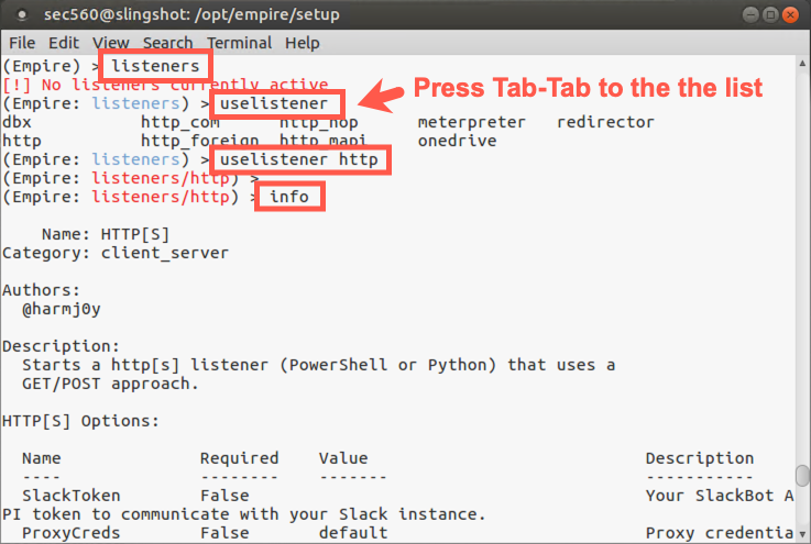 Setting up http listener