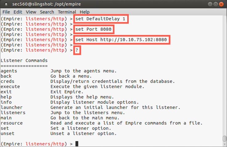 Setting up http listener