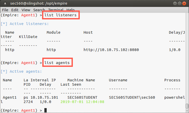 Viewing listeners and agents