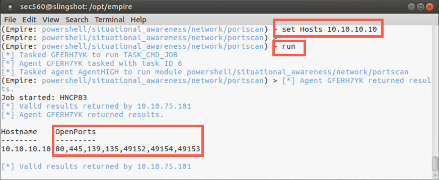 Setting up and running portscan module