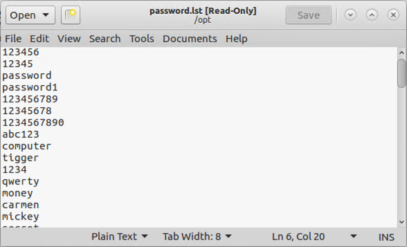Viewing password.lst