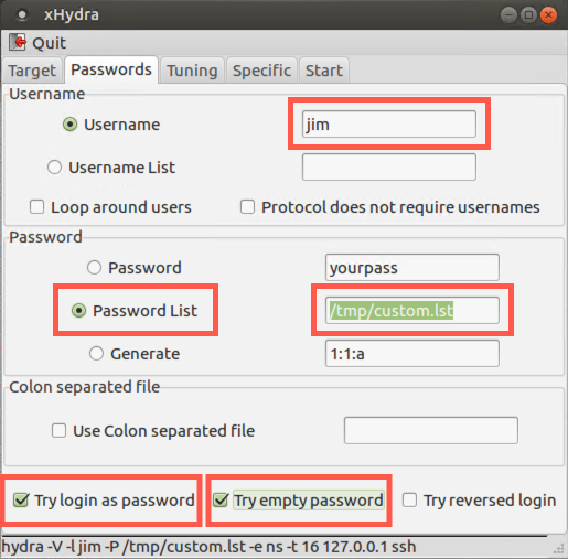 xHydra sshd attack password setup