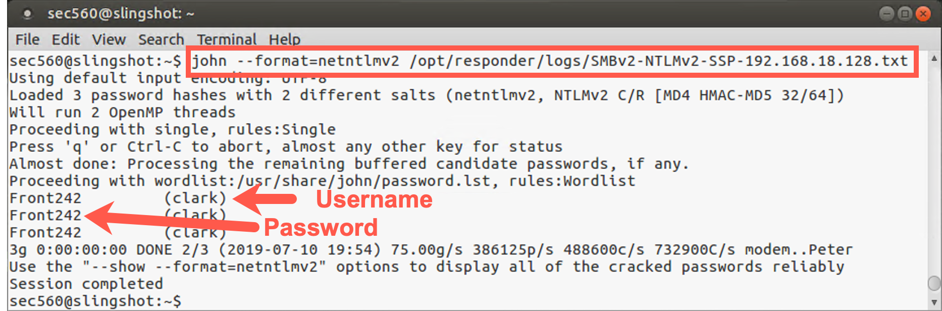 John makes quick work of simple passwords
