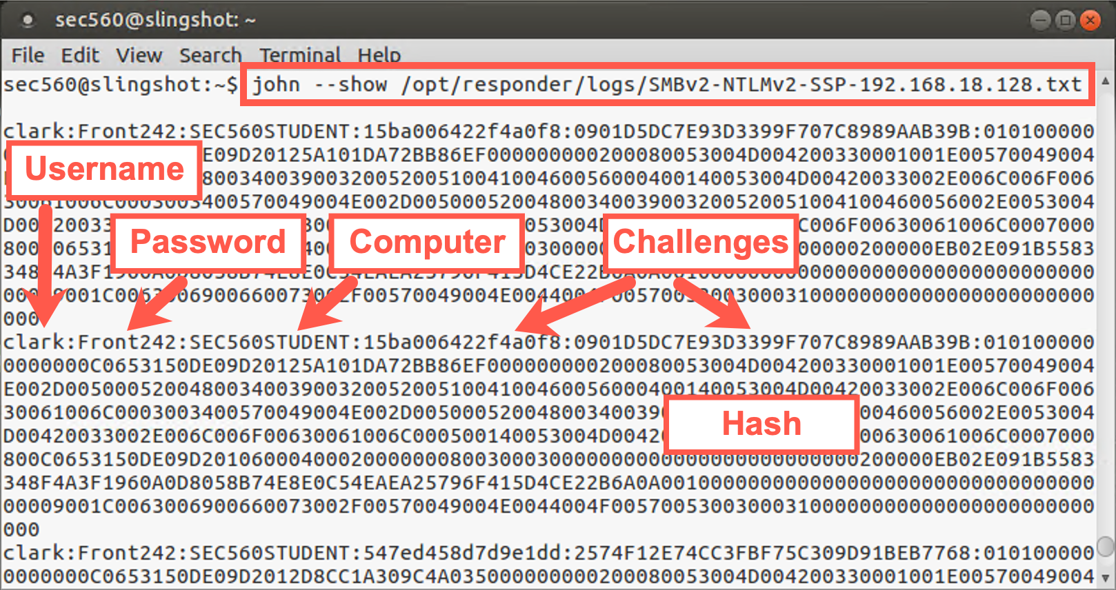john.pot stores the cracked hashes but requires John to view them