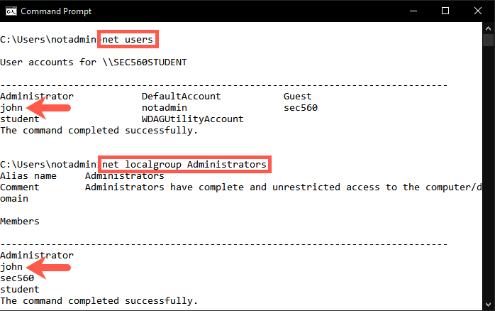 Confirm the existence of your new escalated account