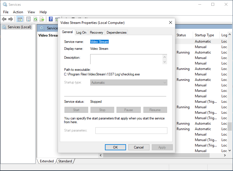 "Path to executable" is not bounded by quotes despite the space in the parameter