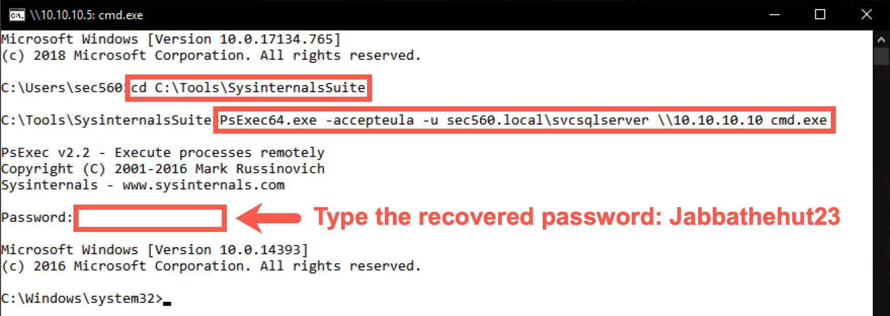Use the password Jabbathehut23