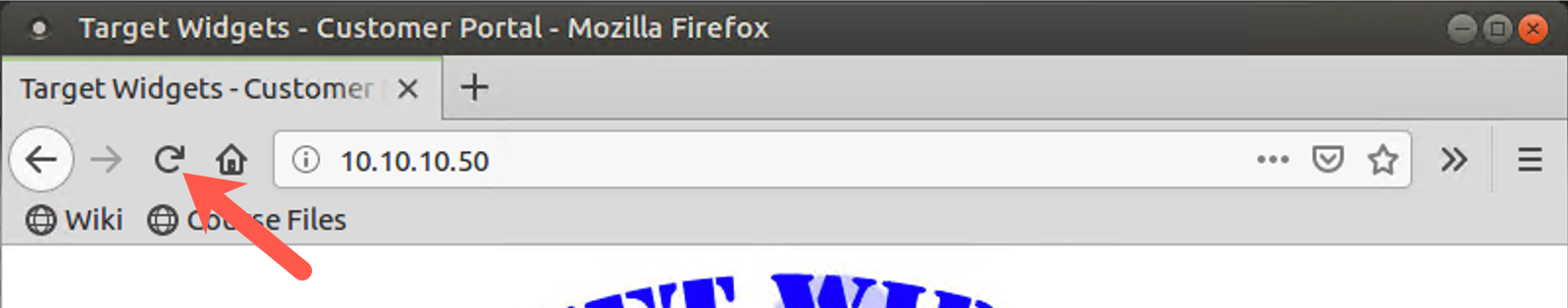 Reload the webpage and notice that the page hangs