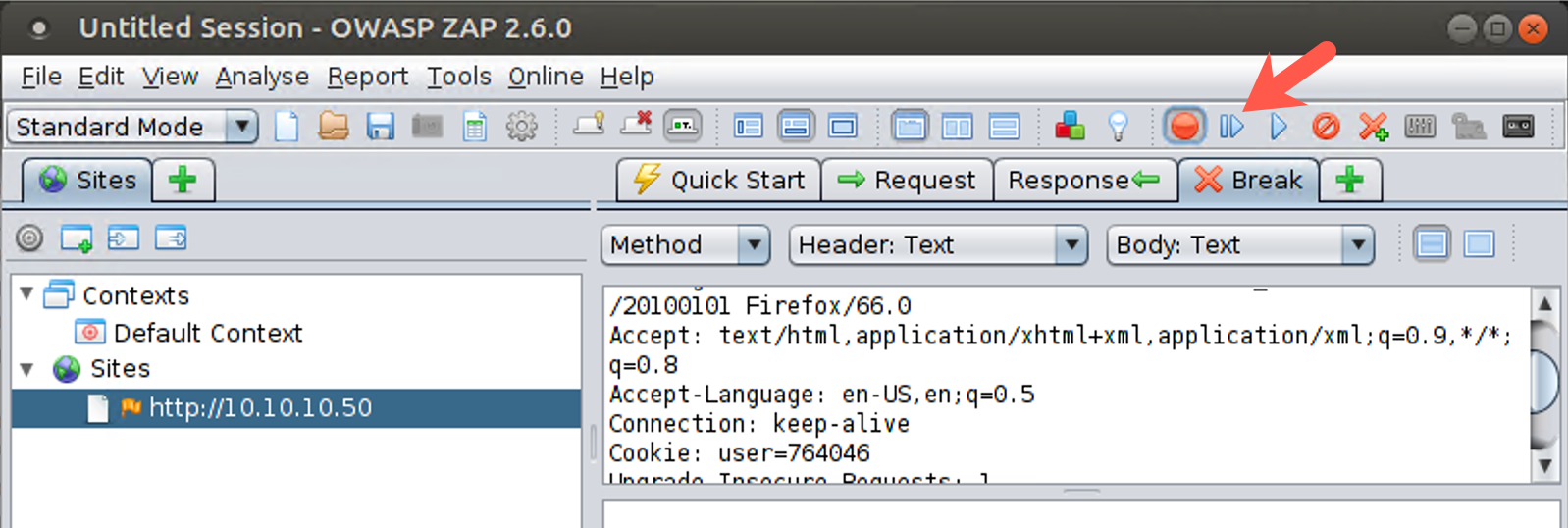 Click the step button to advance the query sequence by one