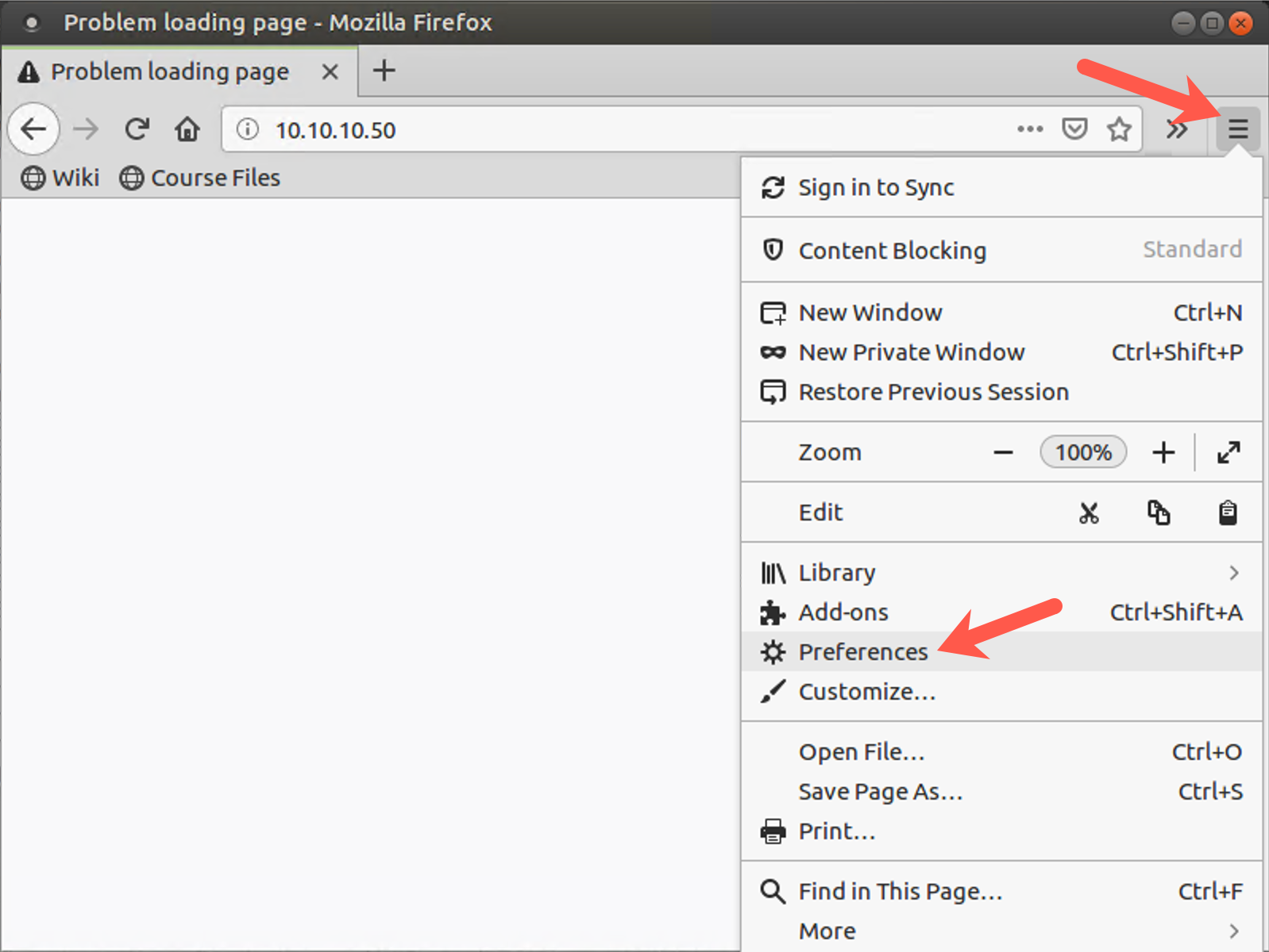 Go to "Preferences" in Firefox
