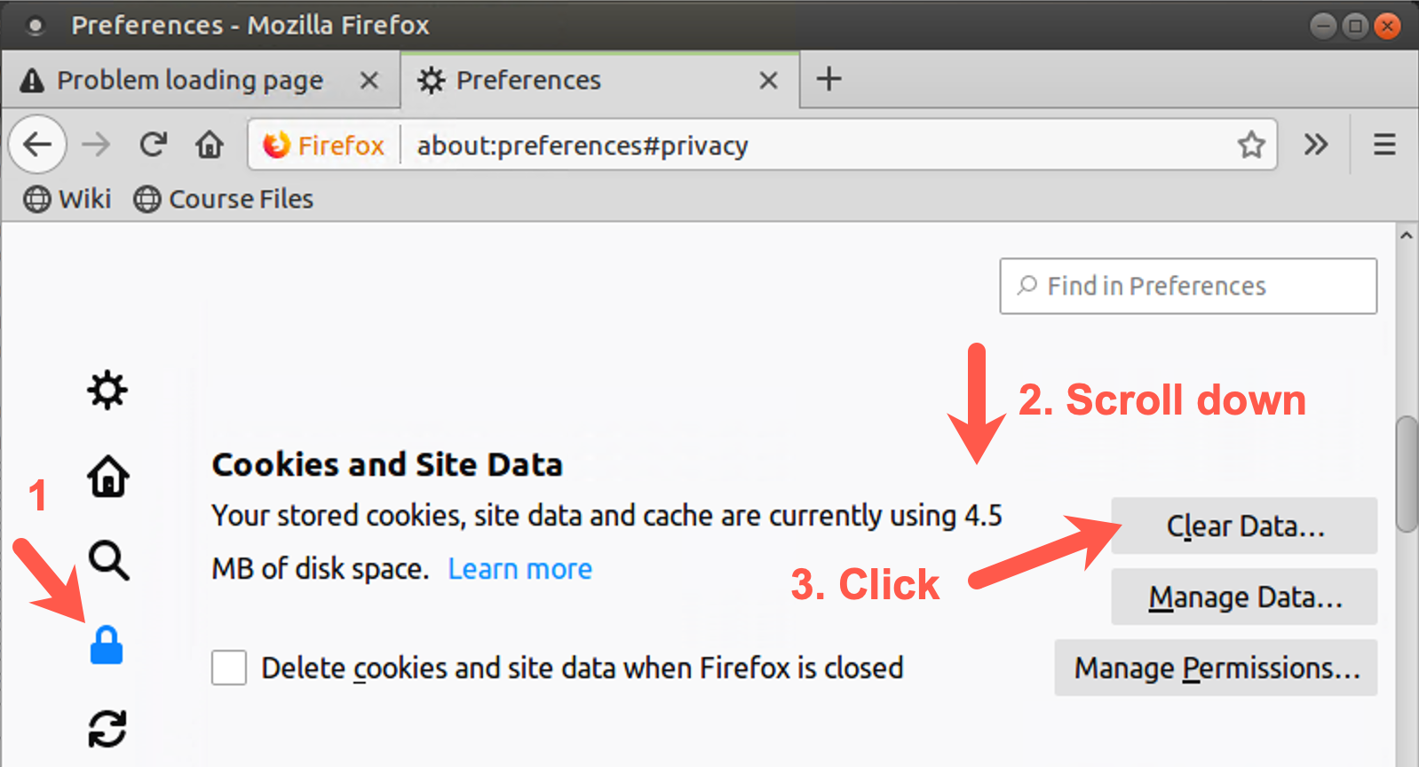 Clear your cookies and site data