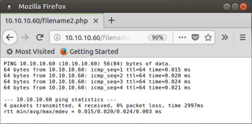 Second string with ping command